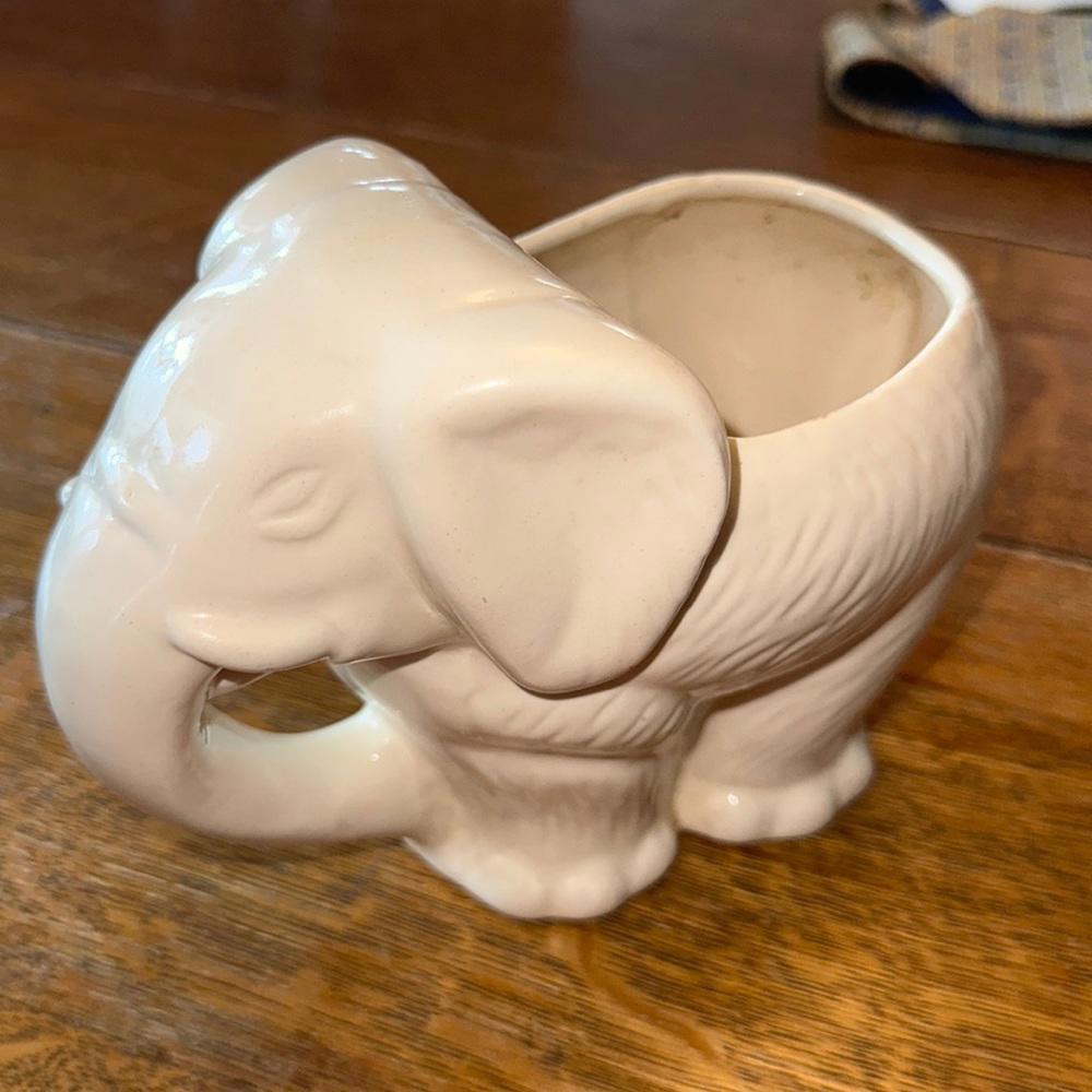 Vintage Cream Elephant Planter